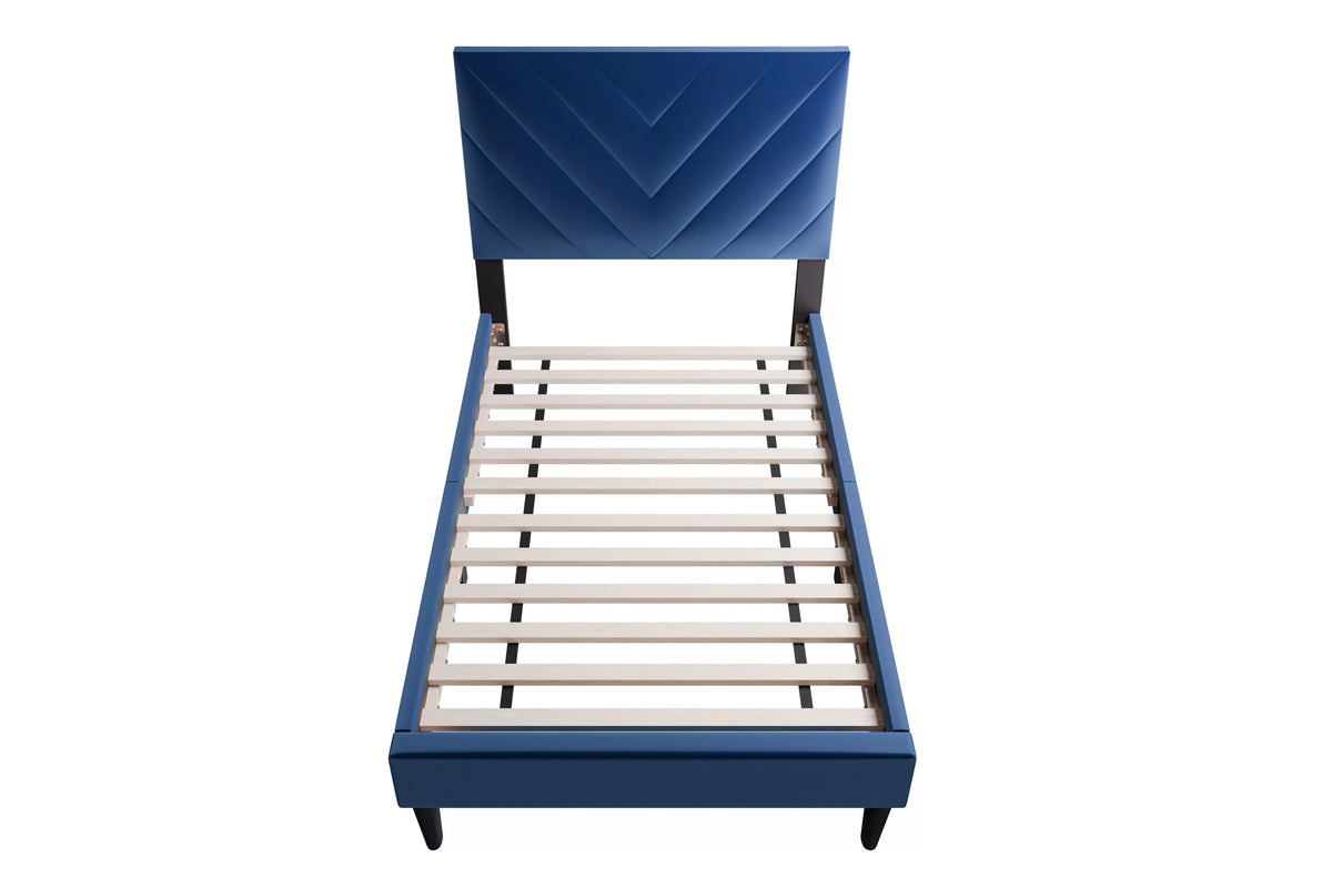 Bed – Adjustable Headboard – Navy Blue (F9632)
