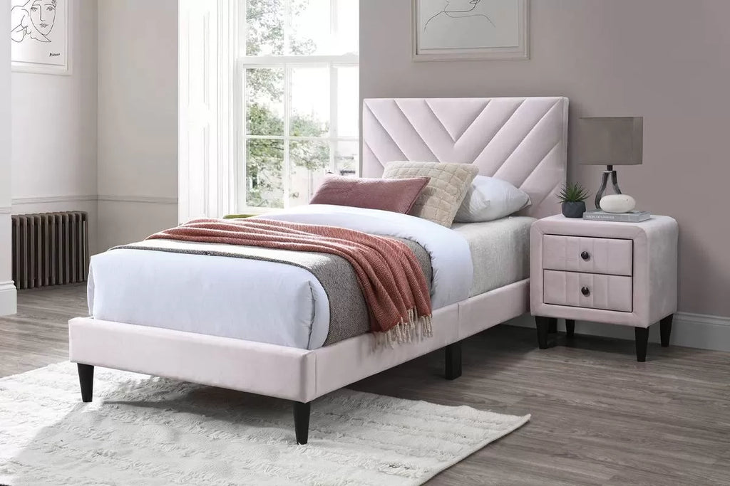 Bed – Adjustable Headboard – Light Pink (F9633)