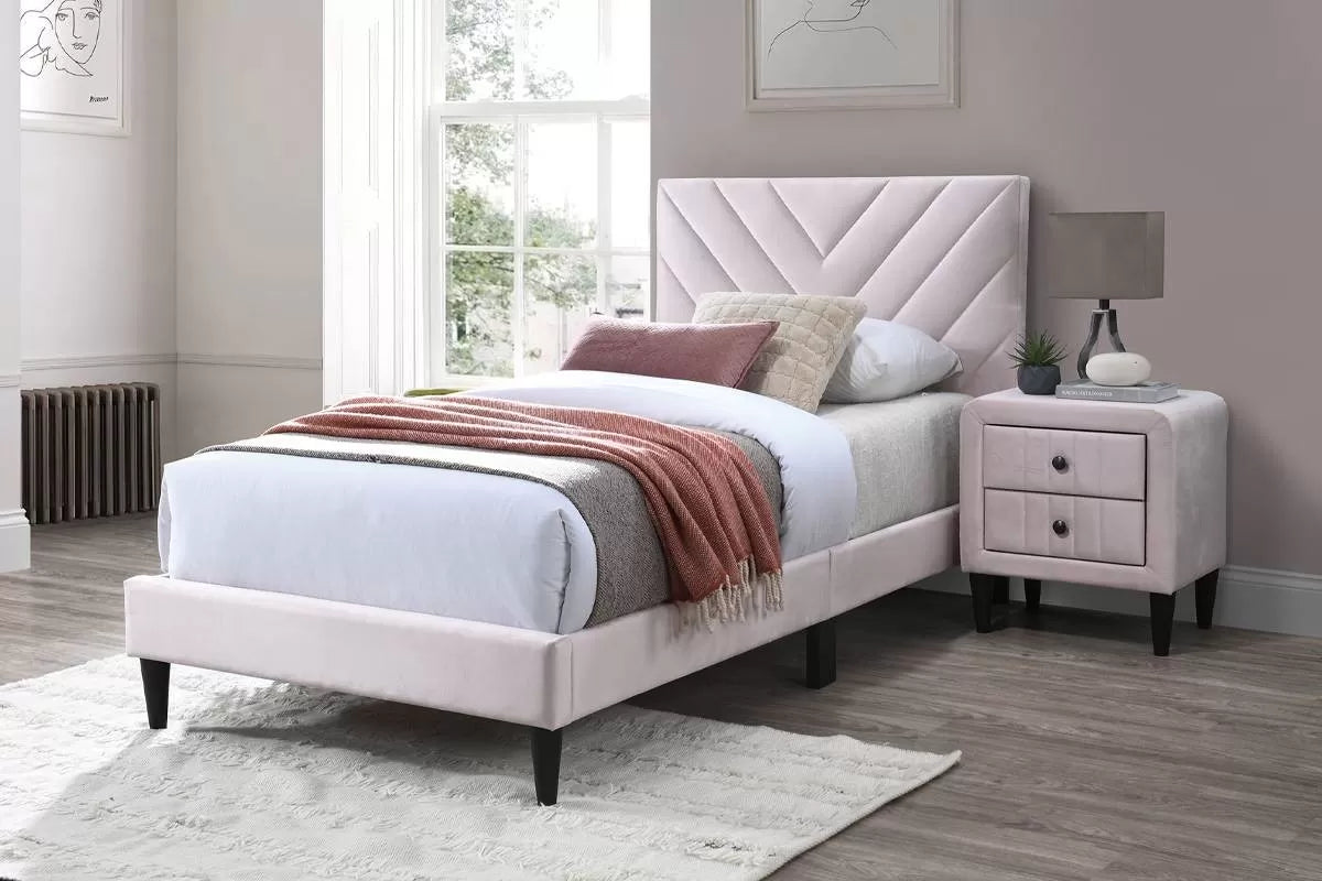 Bed – Adjustable Headboard – Light Pink (F9633)