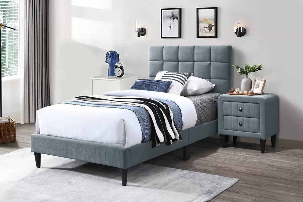 Bed – Adjustable Headboard – Gray (F9635)