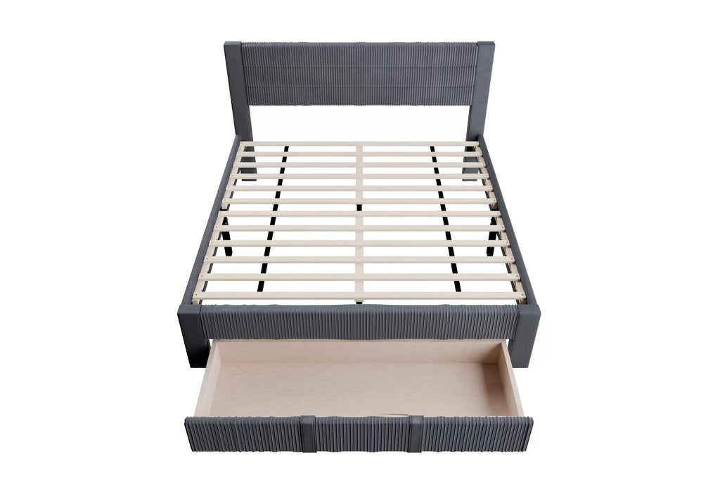 Bed – Platform Bed W/ Underbed Drawer – Dark Gray (F9656)