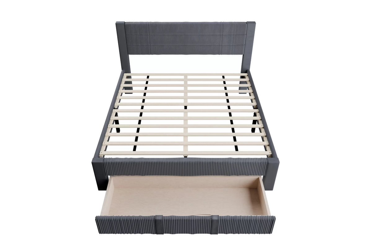 Bed – Platform Bed W/ Underbed Drawer – Dark Gray (F9656)
