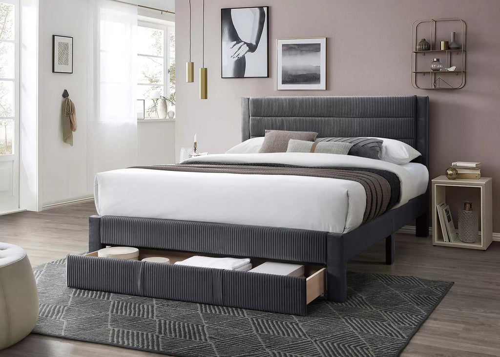 Bed – Platform Bed W/ Underbed Drawer – Dark Gray (F9656)