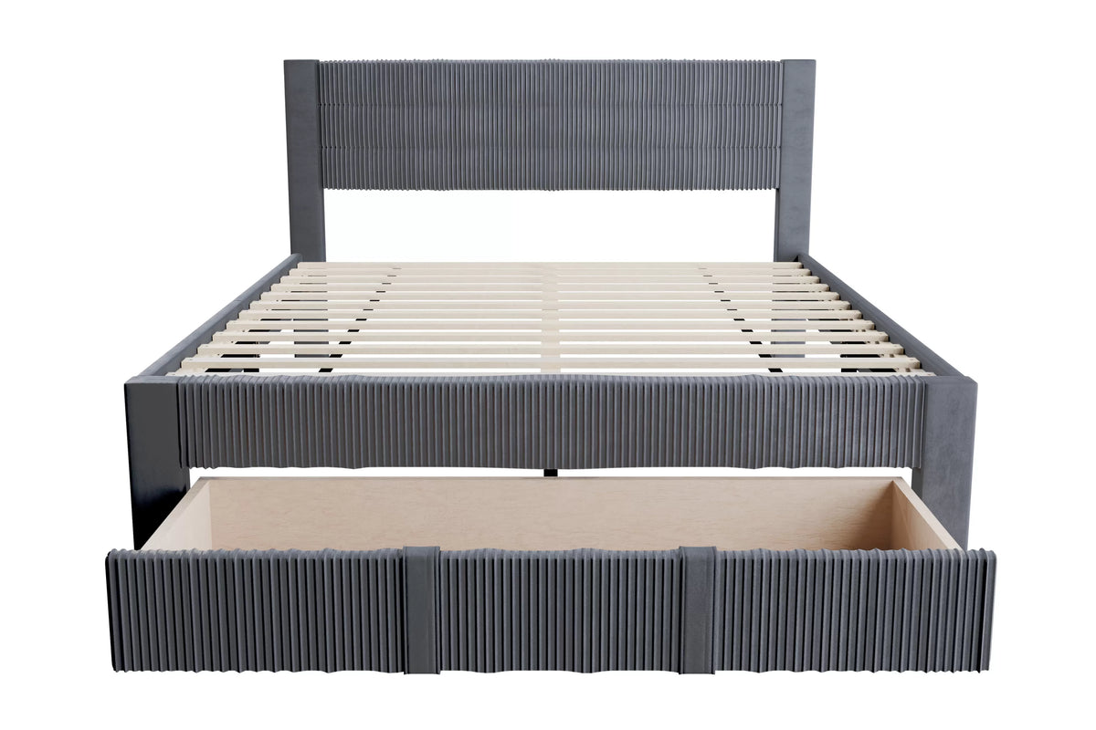 Bed – Platform Bed W/ Underbed Drawer – Dark Gray (F9656)