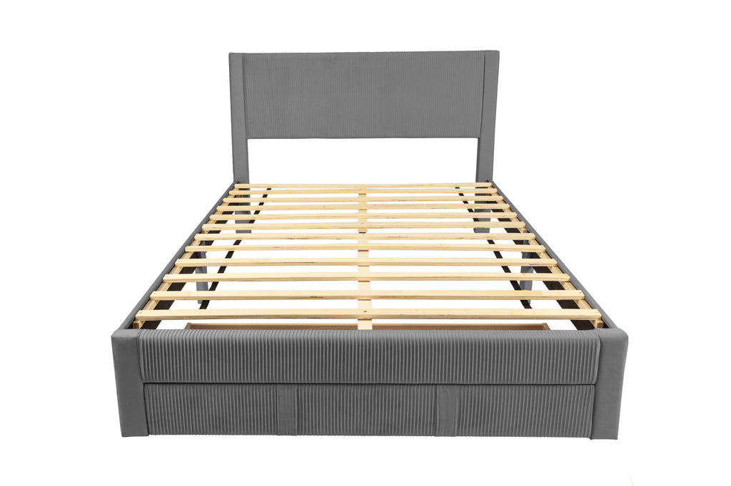 Bed – Platform Bed W/ Underbed Drawer – Dark Gray (F9658)
