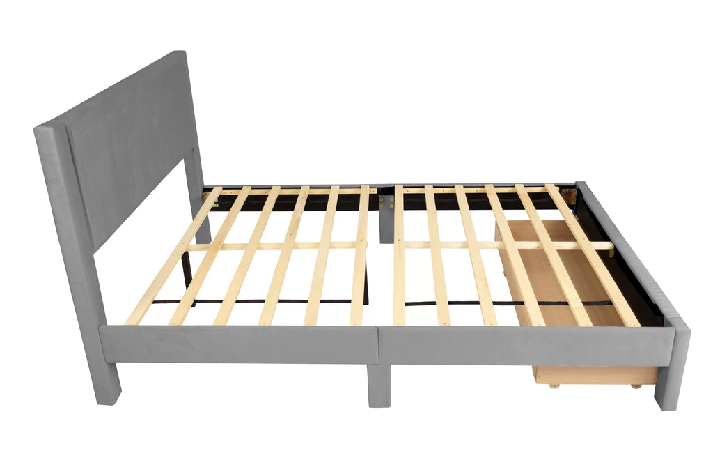 Bed – Platform Bed W/ Underbed Drawer – Dark Gray (F9658)