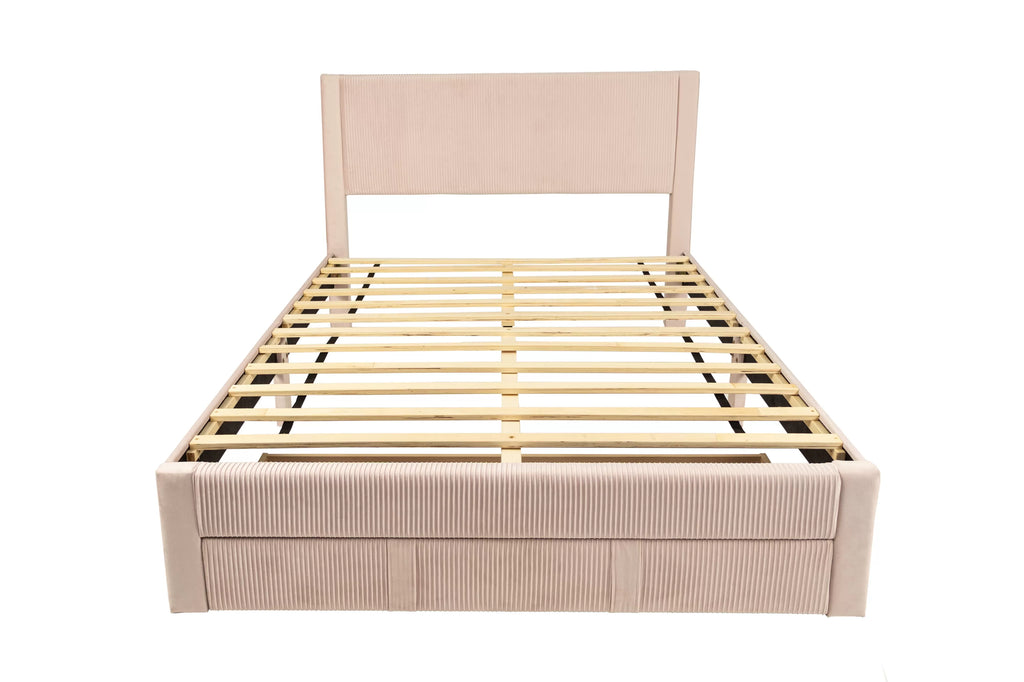 Bed – Platform Bed W/ Underbed Drawer – Light Pink (F9659)