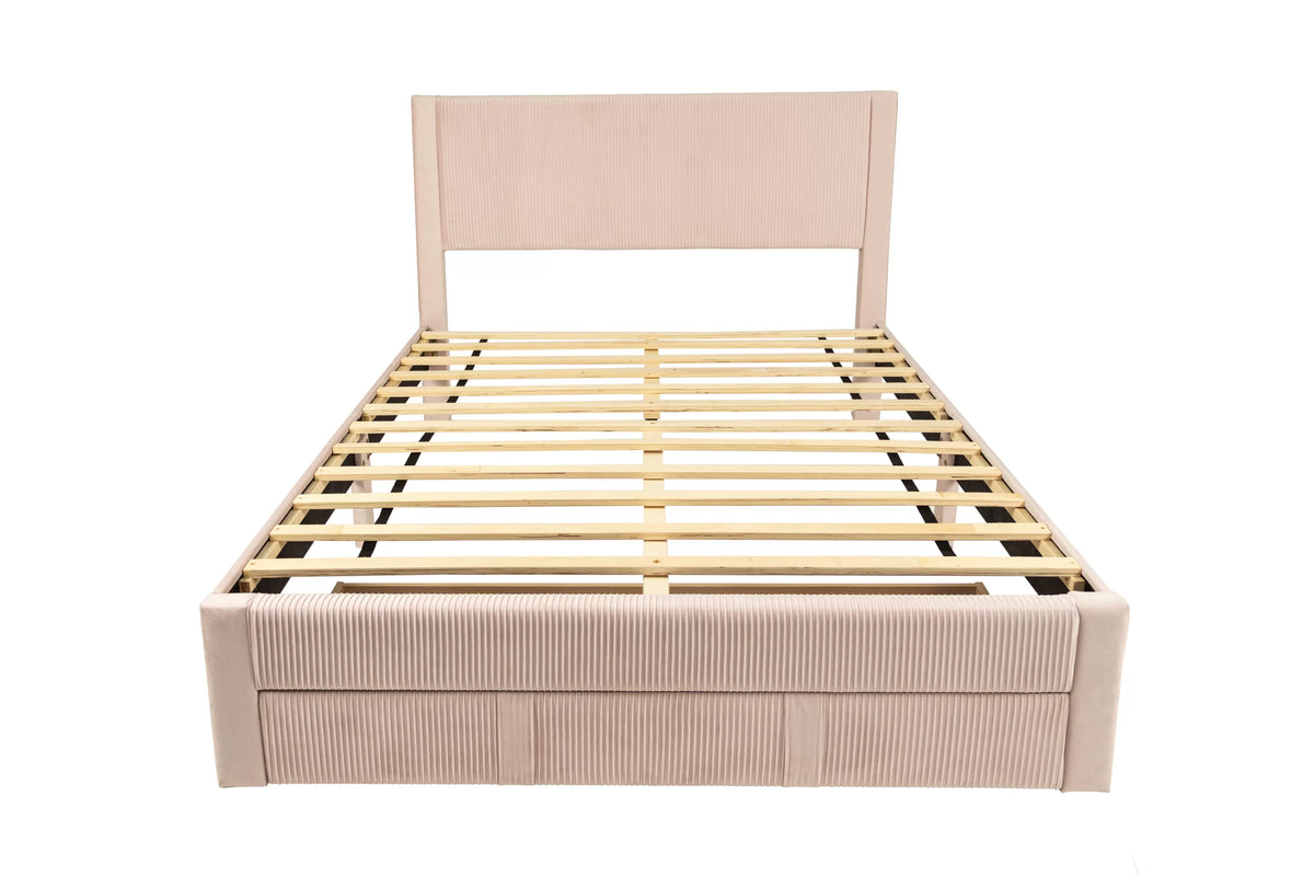 Bed – Platform Bed W/ Underbed Drawer – Light Pink (F9659)