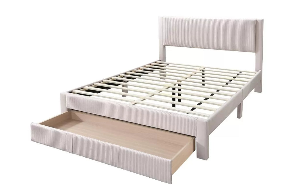 Bed – Platform Bed W/ Underbed Drawer – Light Pink (F9659)