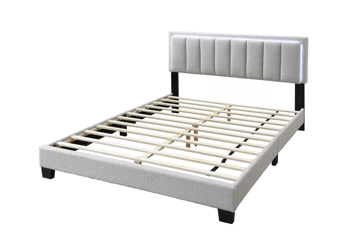Bed – Platform Bed W/ Built-In LED Lights – Light Gray (F9661)