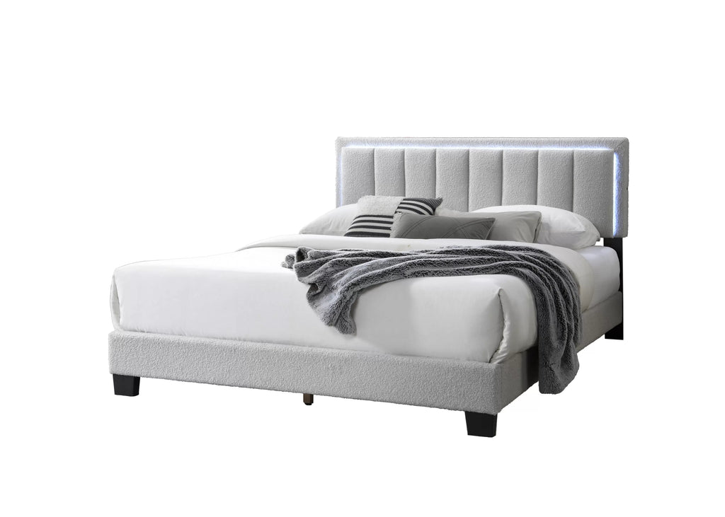 Bed – Platform Bed W/ Built-In LED Lights – Light Gray (F9661)