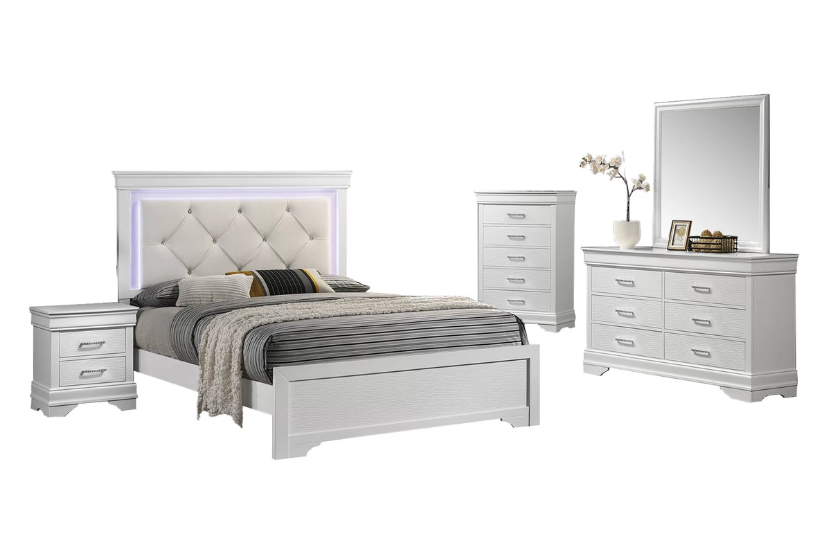 Bed – Built-In LED Lights – White (F9665)
