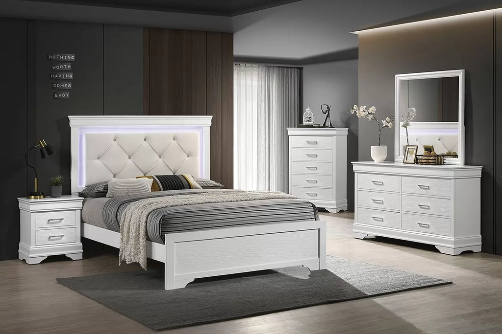 Bed – Built-In LED Lights – White (F9665)