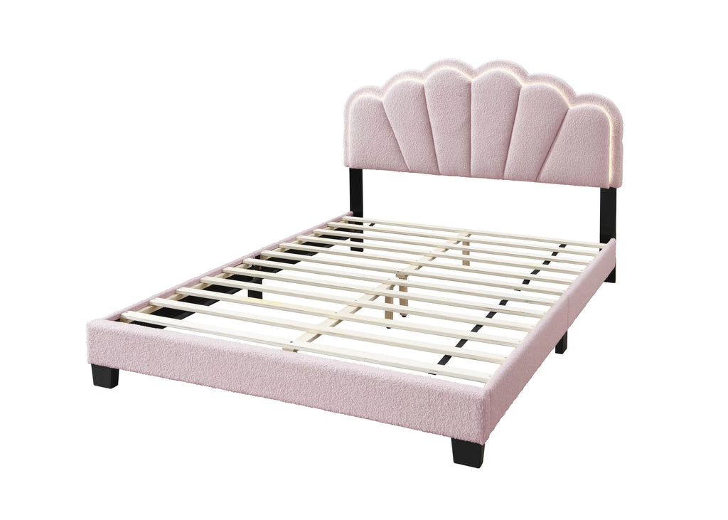 Bed – Platform Bed W/ Built-In LED Lights – Light Pink (F9675)