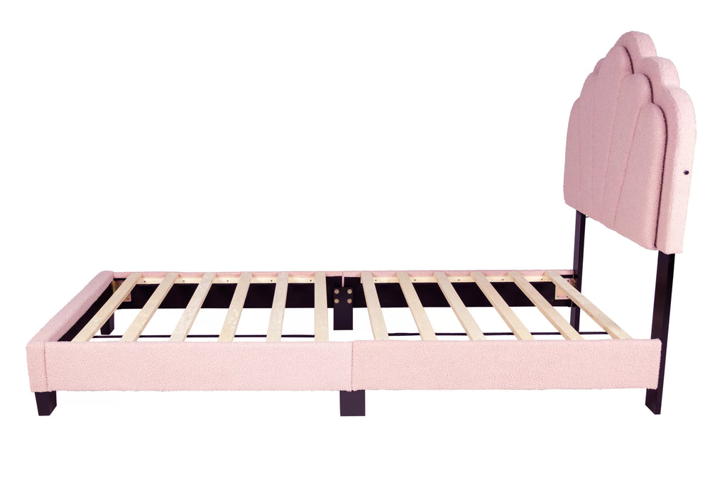 Bed – Platform Bed W/ Built-In LED Lights – Light Pink (F9675)