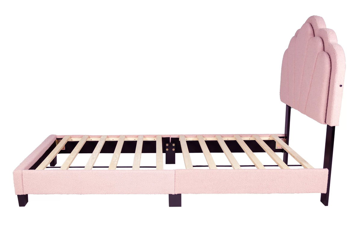Bed – Platform Bed W/ Built-In LED Lights – Light Pink (F9675)