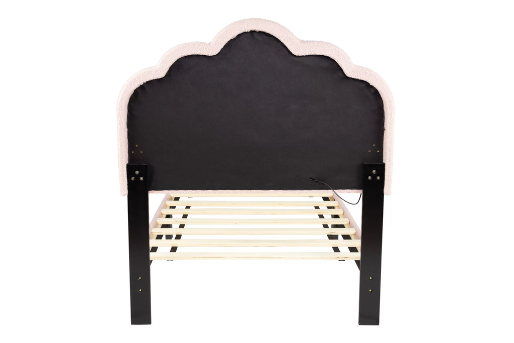 Bed – Platform Bed W/ Built-In LED Lights – Light Pink (F9675)