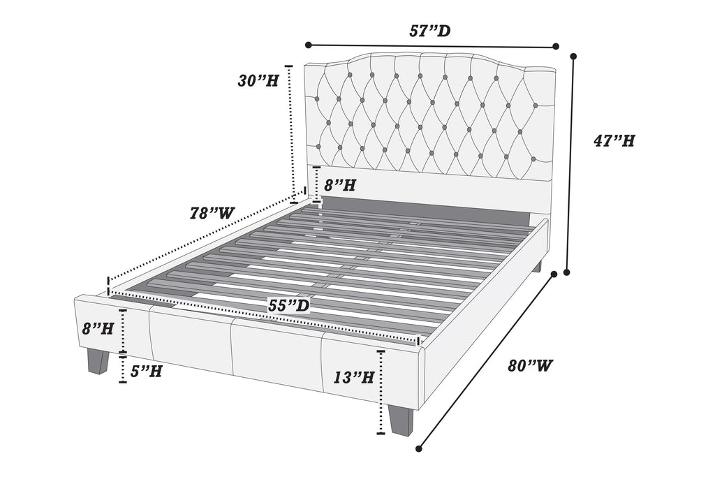 Bed – Platform Bed – Gray (F9679)