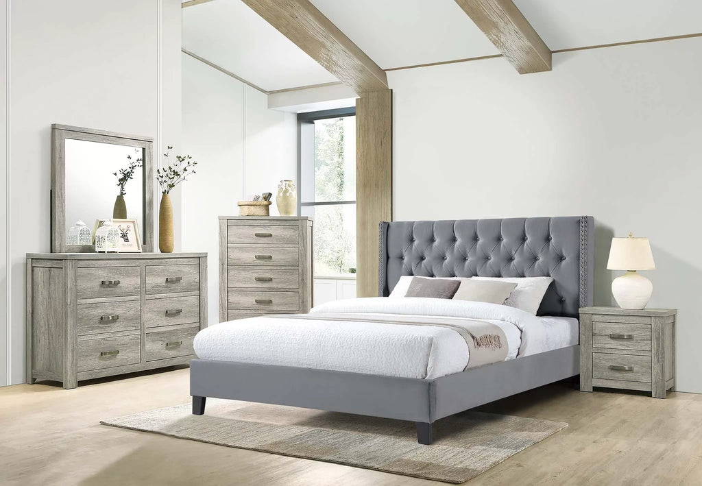 Bed – Platform Bed – Gray (F9680)