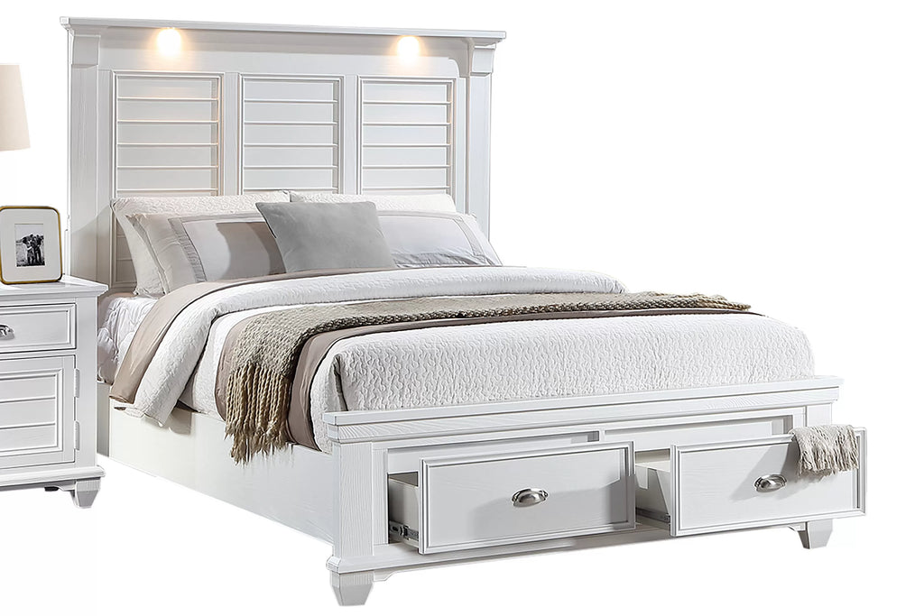 Bed – Platform Bed W/ Built in LED Reading Lights + Underbed Drawers (F9683)
