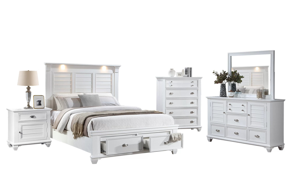 Bed – Platform Bed W/ Built in LED Reading Lights + Underbed Drawers (F9683)