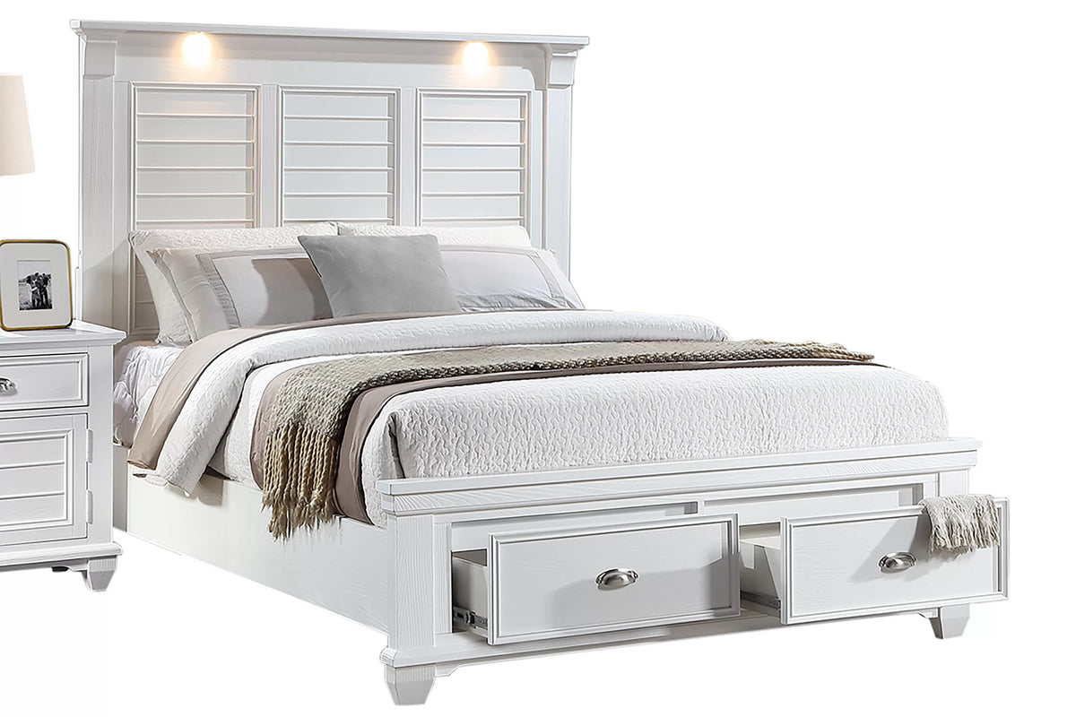 Bed – Platform Bed W/ Built in LED Reading Lights + Underbed Drawers (F9683)