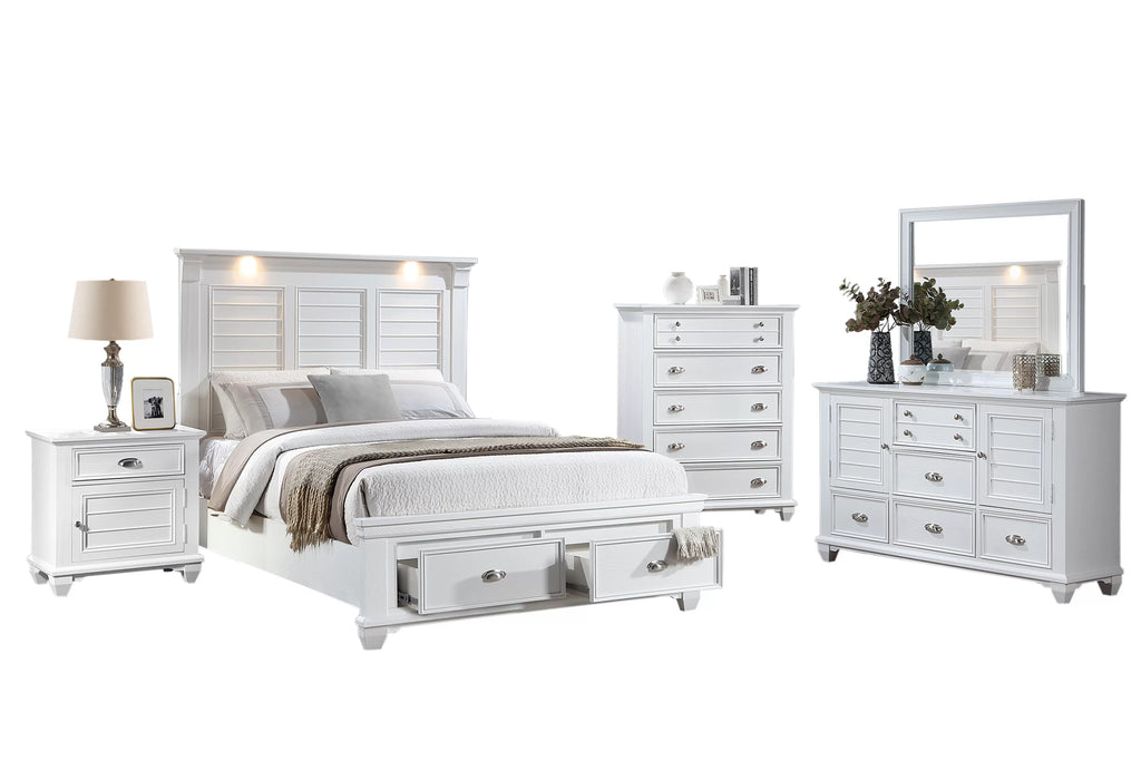 Bed – Platform Bed W/ Built in LED Reading Lights + Underbed Drawers (F9683)