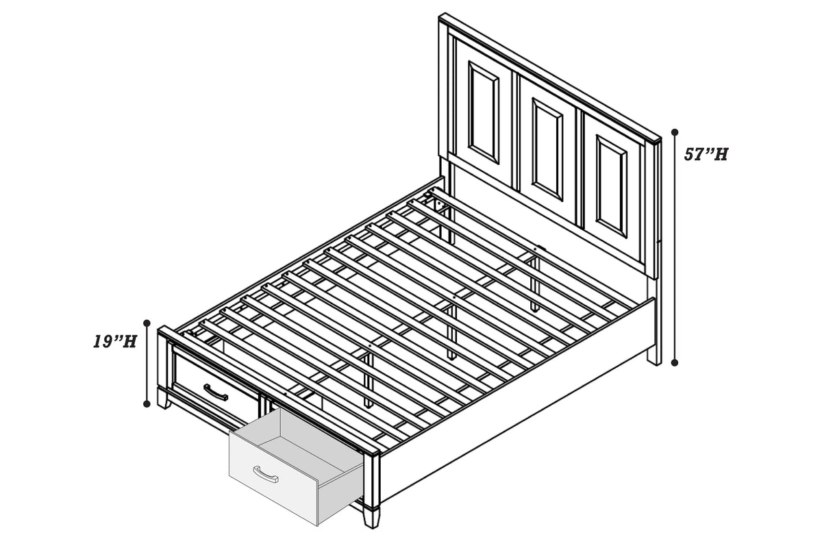 Bed – Platform Bed + Underbed Drawers (F9684)