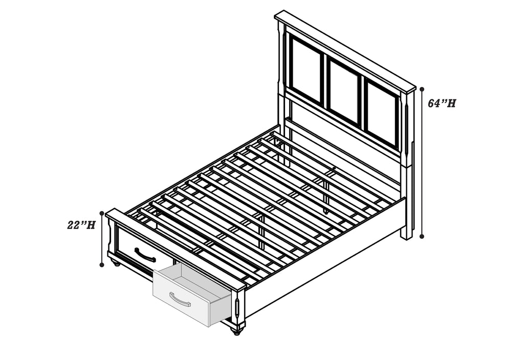 Bed – Platform Bed + Underbed Drawers (F9686)
