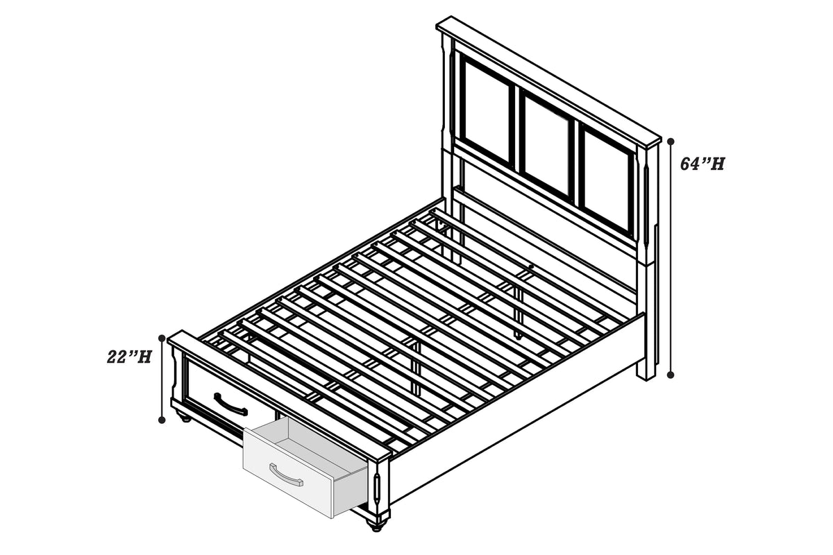 Bed – Platform Bed + Underbed Drawers (F9686)