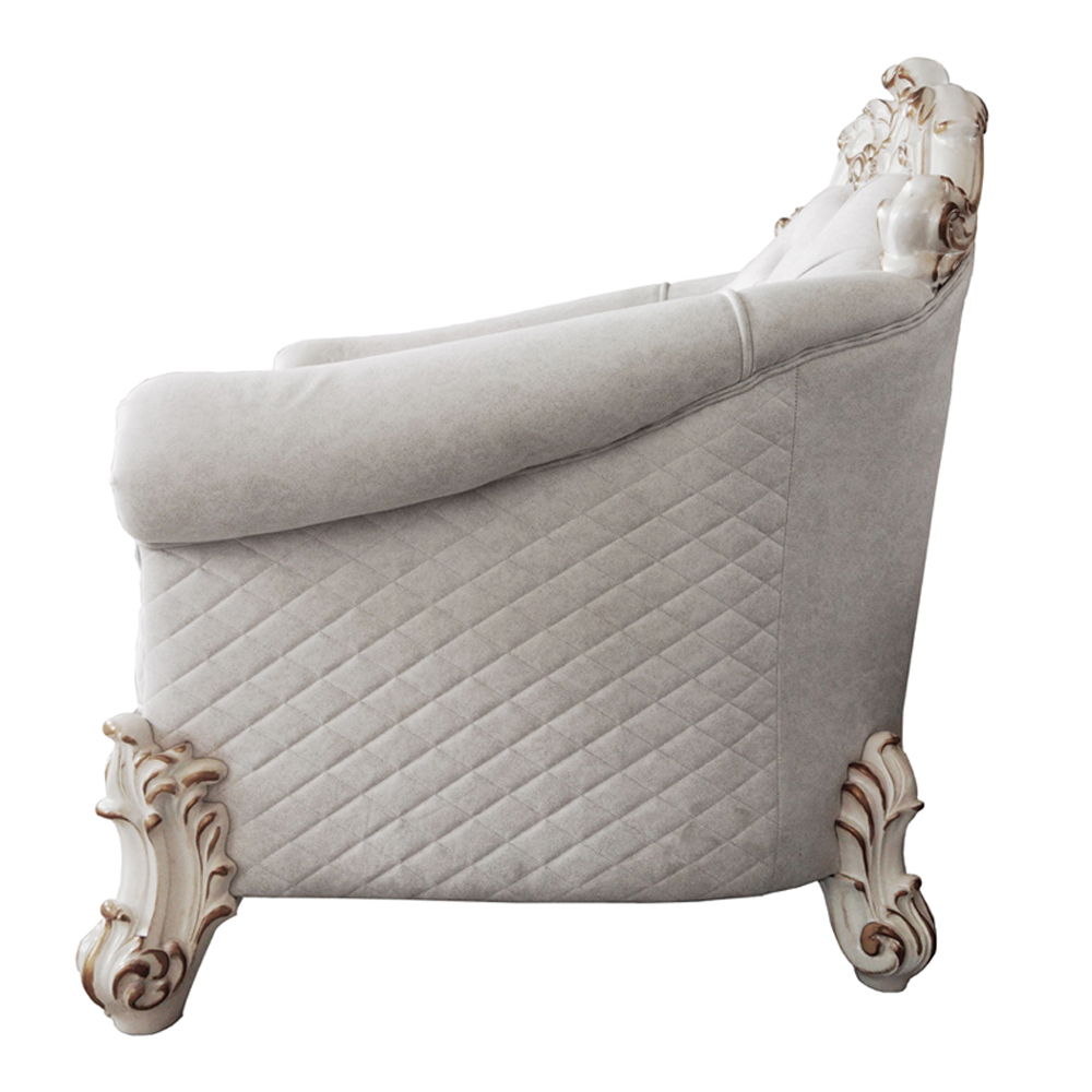 Vendome II - Chair With 2 Pillows - Two Tone Ivory Fabric & Antique Pearl