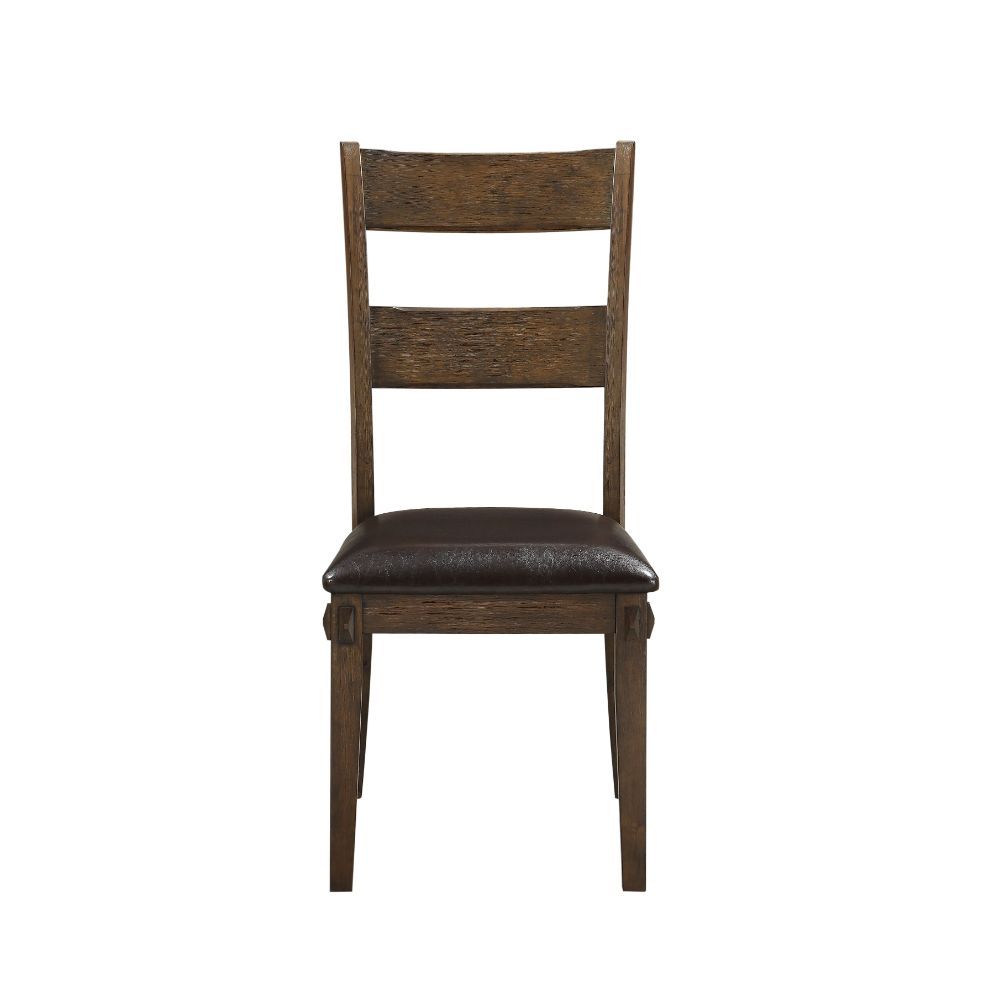 Nabirye - Side Chair (Set of 2) - Esspresso Synthetic Leather & Dark Oak