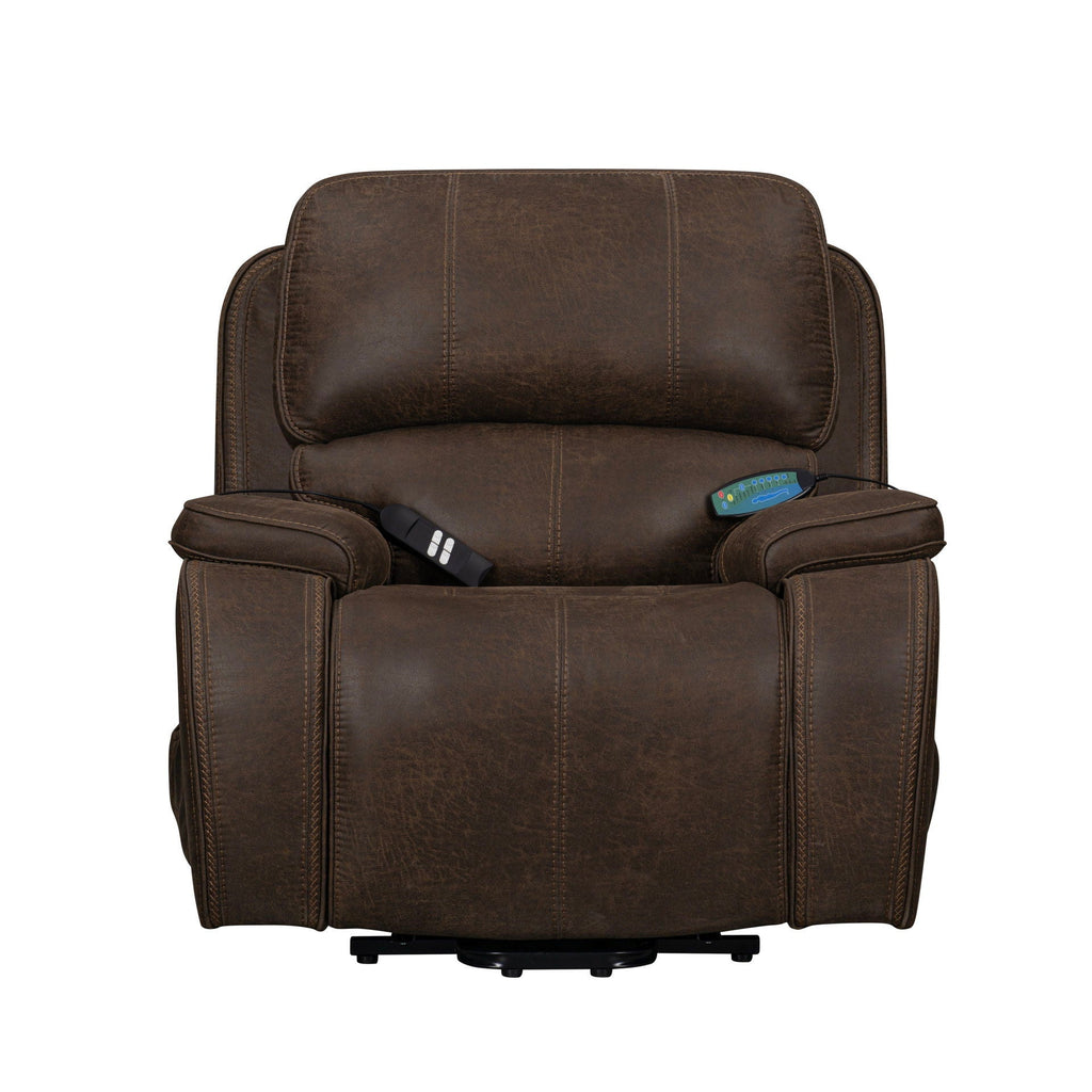Brookings - Power Lift Recliner With Heat & Massage - Brown