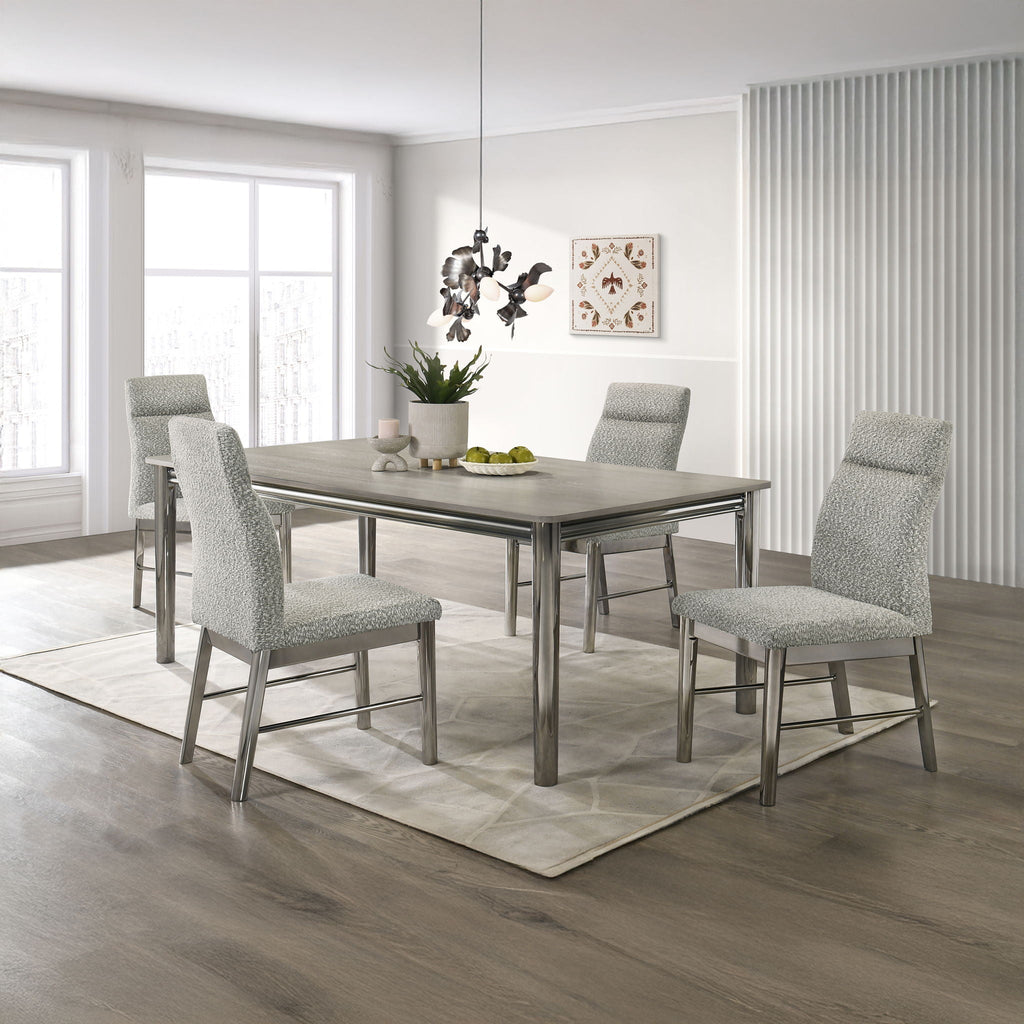 Lennox - 5 Piece Dining Room Set (Dining Table With 4 Chairs) - Gray / Silver