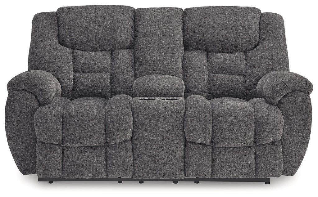 Foreside - Dbl Reclining Loveseat with Console - Charcoal