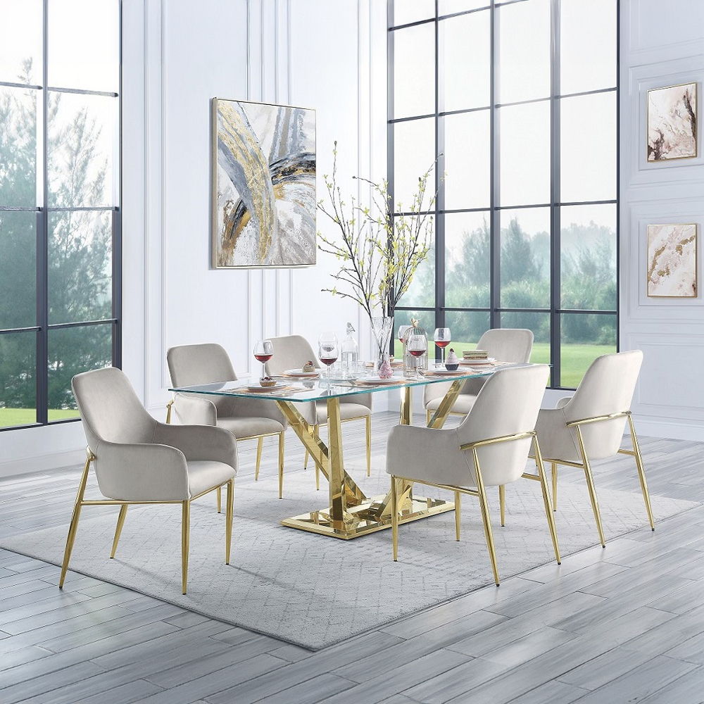Barnard - Dining Table - Clear Glass & Mirrored Gold