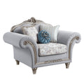 Pelumi - Chair With 3 Pillows - Light Gray Linen & Platinum