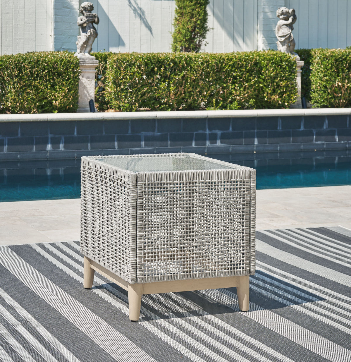 Seton Creek - Square End Table - Gray