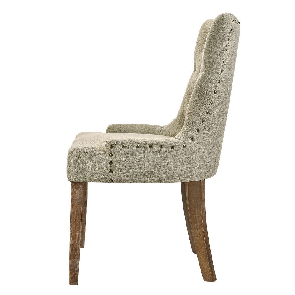 Yotam - Side Chair (Set of 2) - Beige Fabric & Salvaged Oak