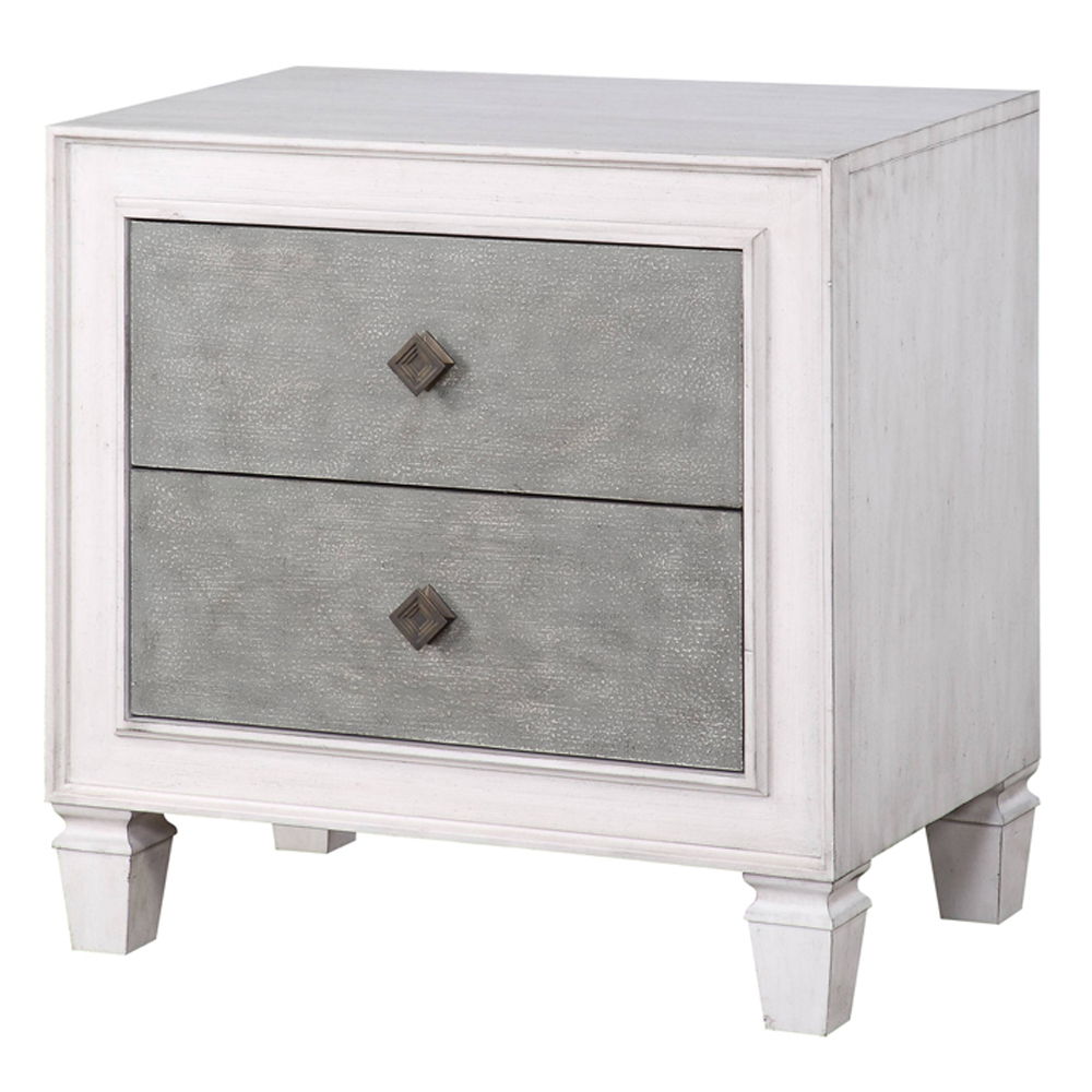 Katia - Nightstand - Rustic Gray & Weathered White