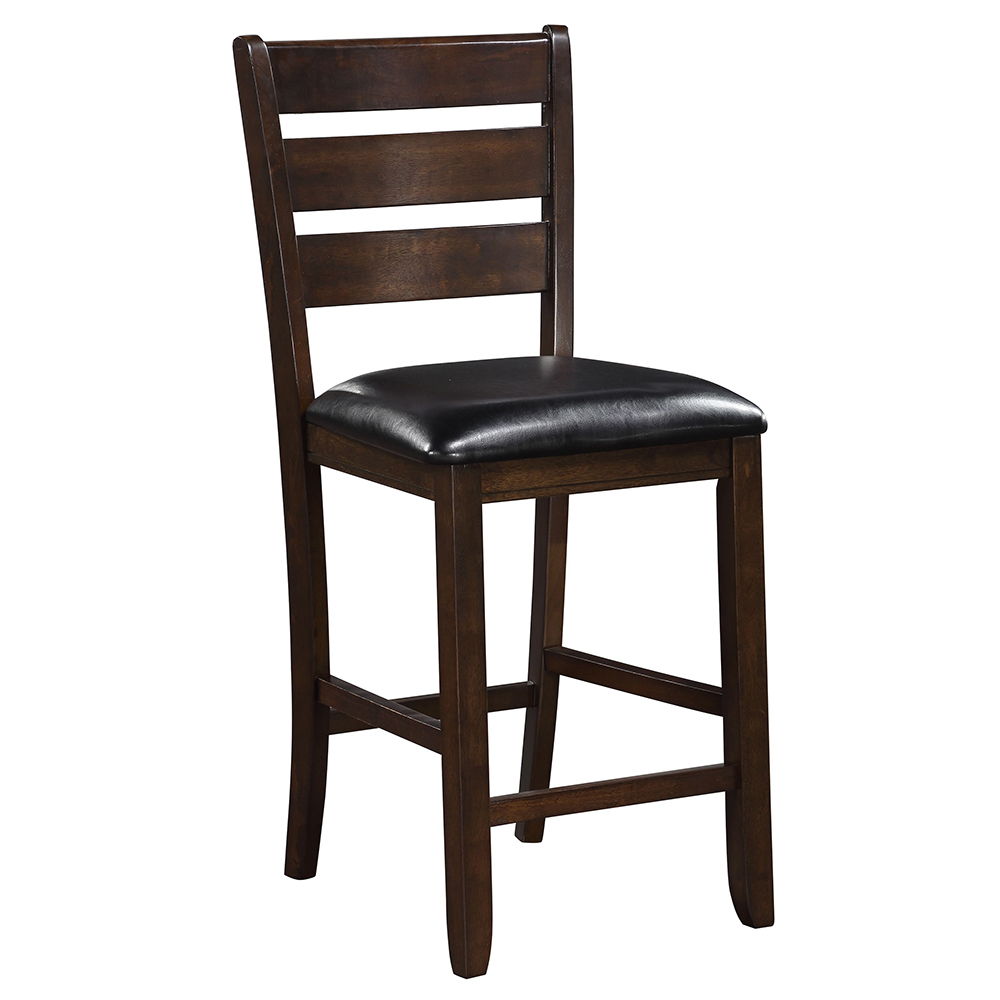 Urbana - Counter Height Chair (Set of 2) - Black Synthetic Leather & Espresso