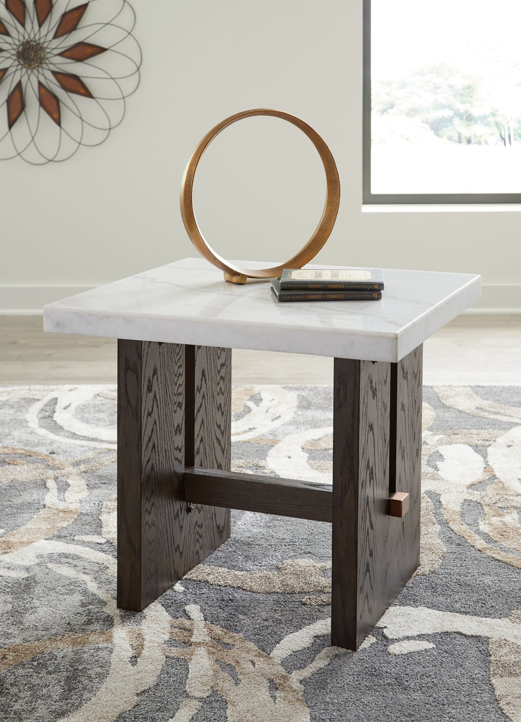 Burkhaus - Rectangular End Table - White / Dark Brown