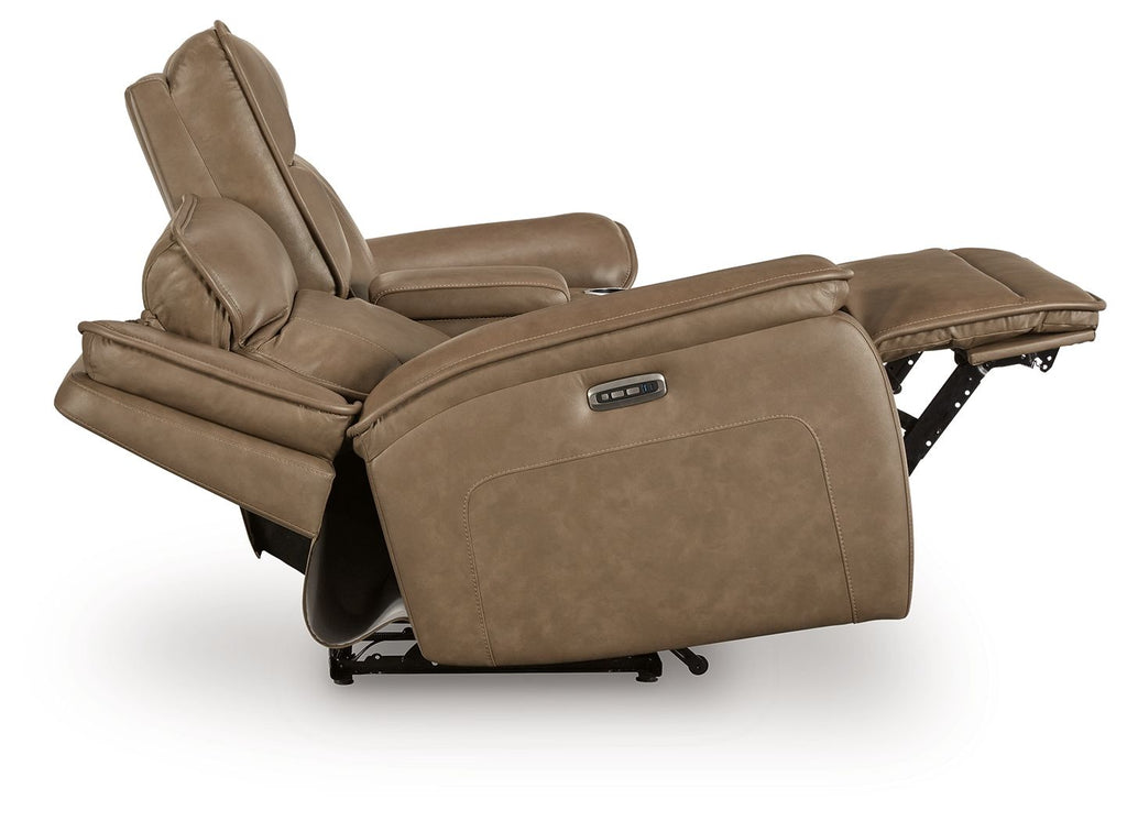 Glencroft - Power Reclining Loveseat With Console / Adjustable Headrest - Sahara
