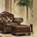 Anondale - Ottoman - Espresso Top Grain Leather Match & Cherry