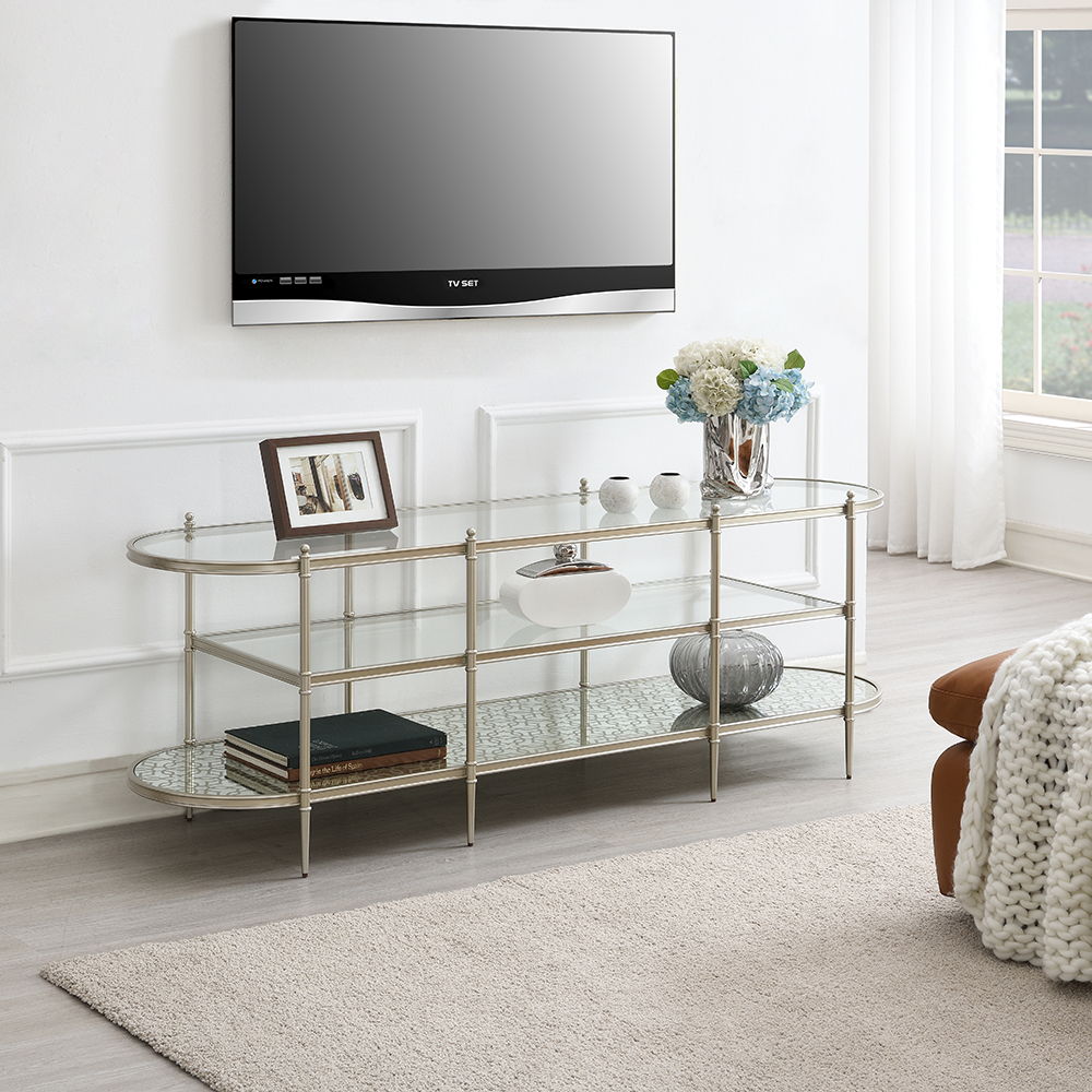 Zaba - TV Stand - Glass Top & Champagne