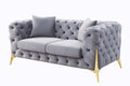 Jelanea - Loveseat With 2 Pillows - Gray Velvet & Gold