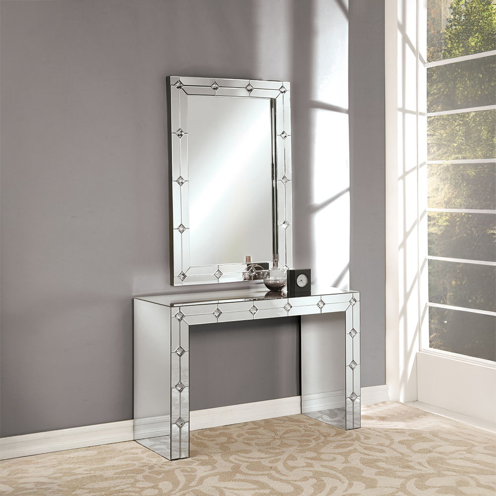 Hessa - Console Table - Mirrored & Faux Rhinestone