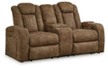 Wolfridge - Power Reclining Loveseat With Console /Adj Hdrst - Brindle