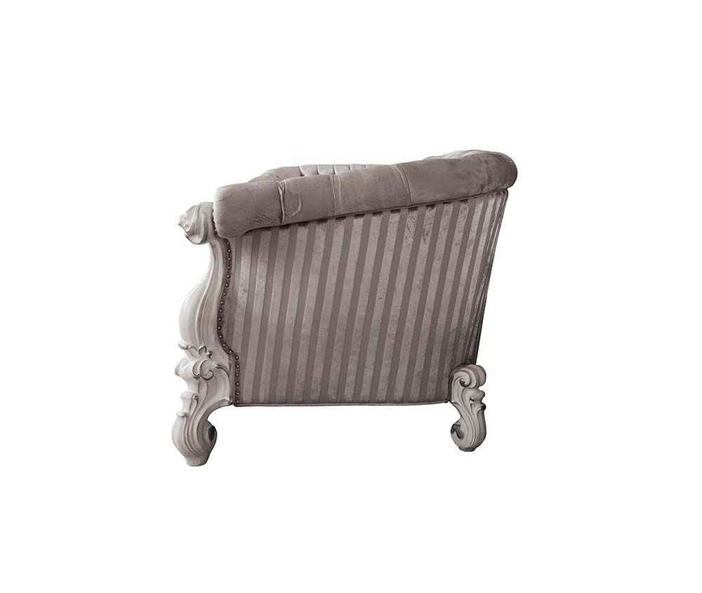 Versailles - Sofa With 7 Pillows - Ivory Fabric & Bone White