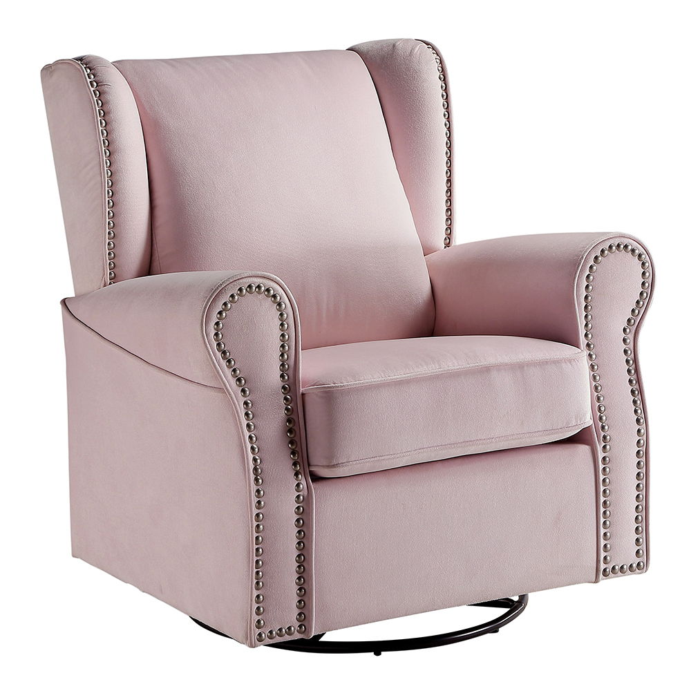 Tamaki - Swivel Chair With Glider - Pink Fabric